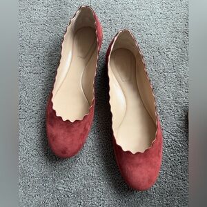 Chloe Red Suede Women's Flats, new without box